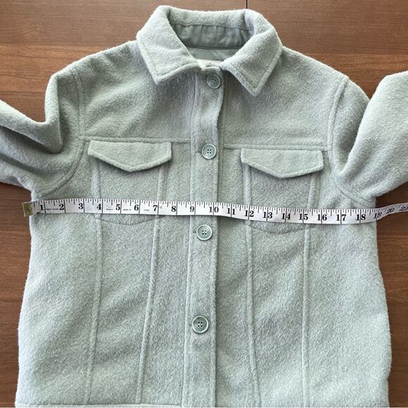 Joie | Women’s Fuzzy Sage Green Boxy Cropped Shacket Jacket Button Down Collared - Picture 11 of 12